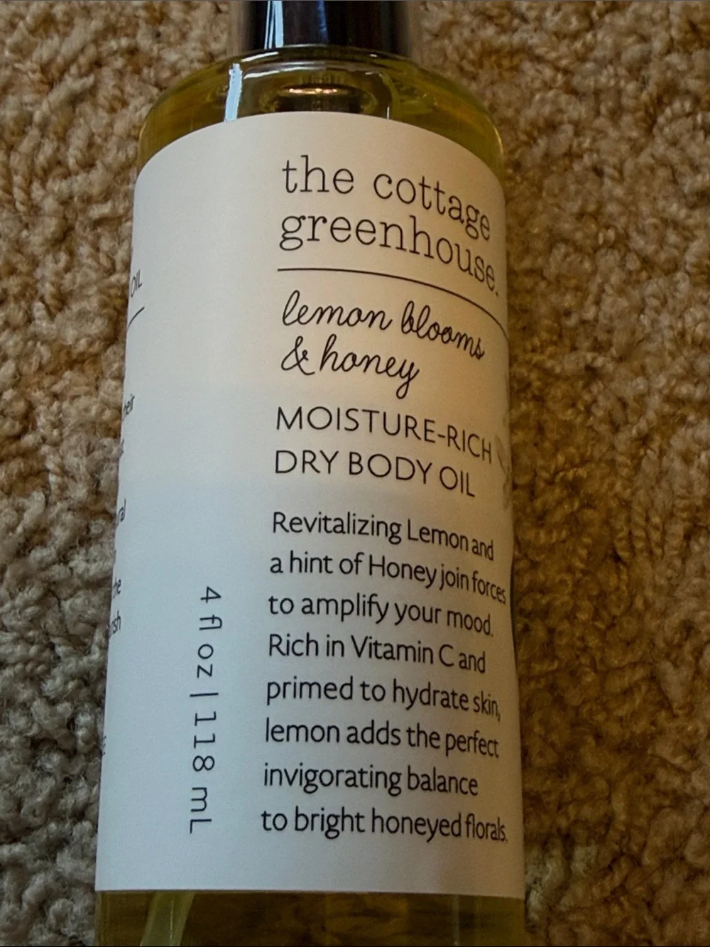 The Cottage Greenhouse Lemon Blooms & Honey Moisture-Rich Dry Body Oil — Yellow